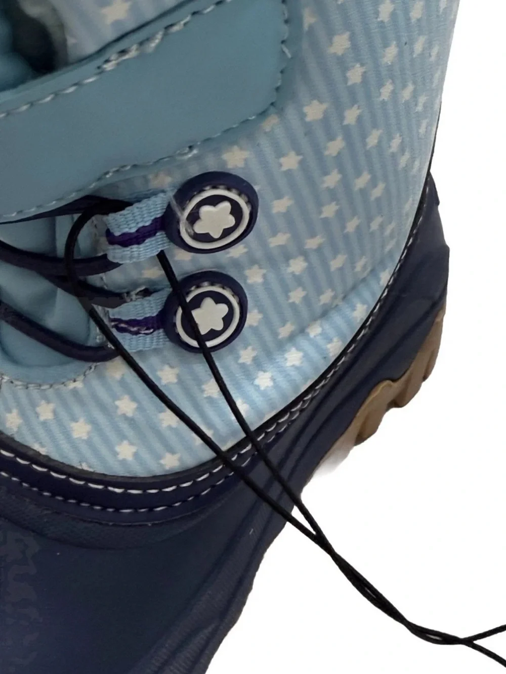 Light and dark Blue Kids' Insulated Winter Boots with white stars toddler size 8